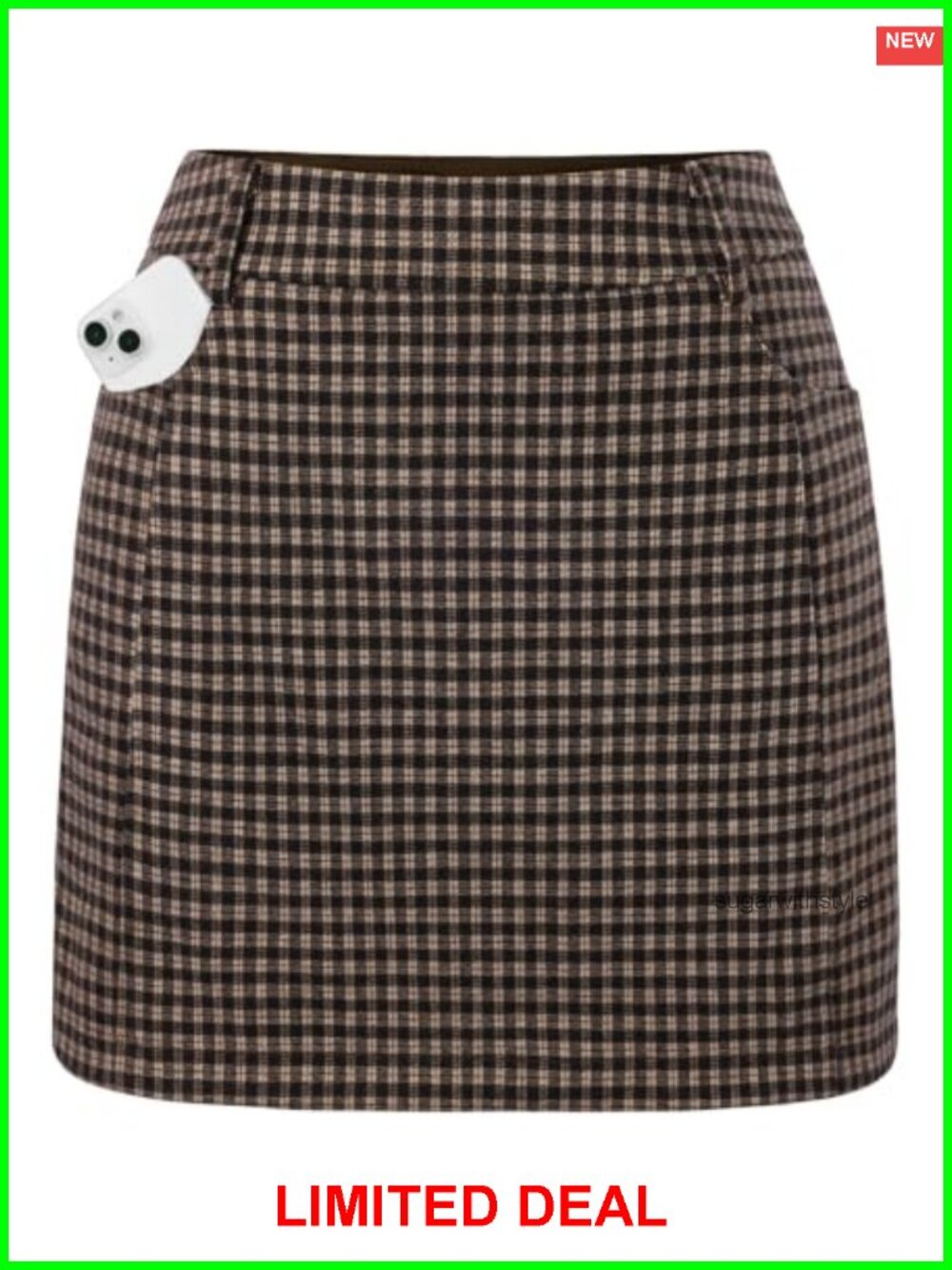 High Waist Plaid Mini Skort with Pockets Women's Pencil Skirt Shorts